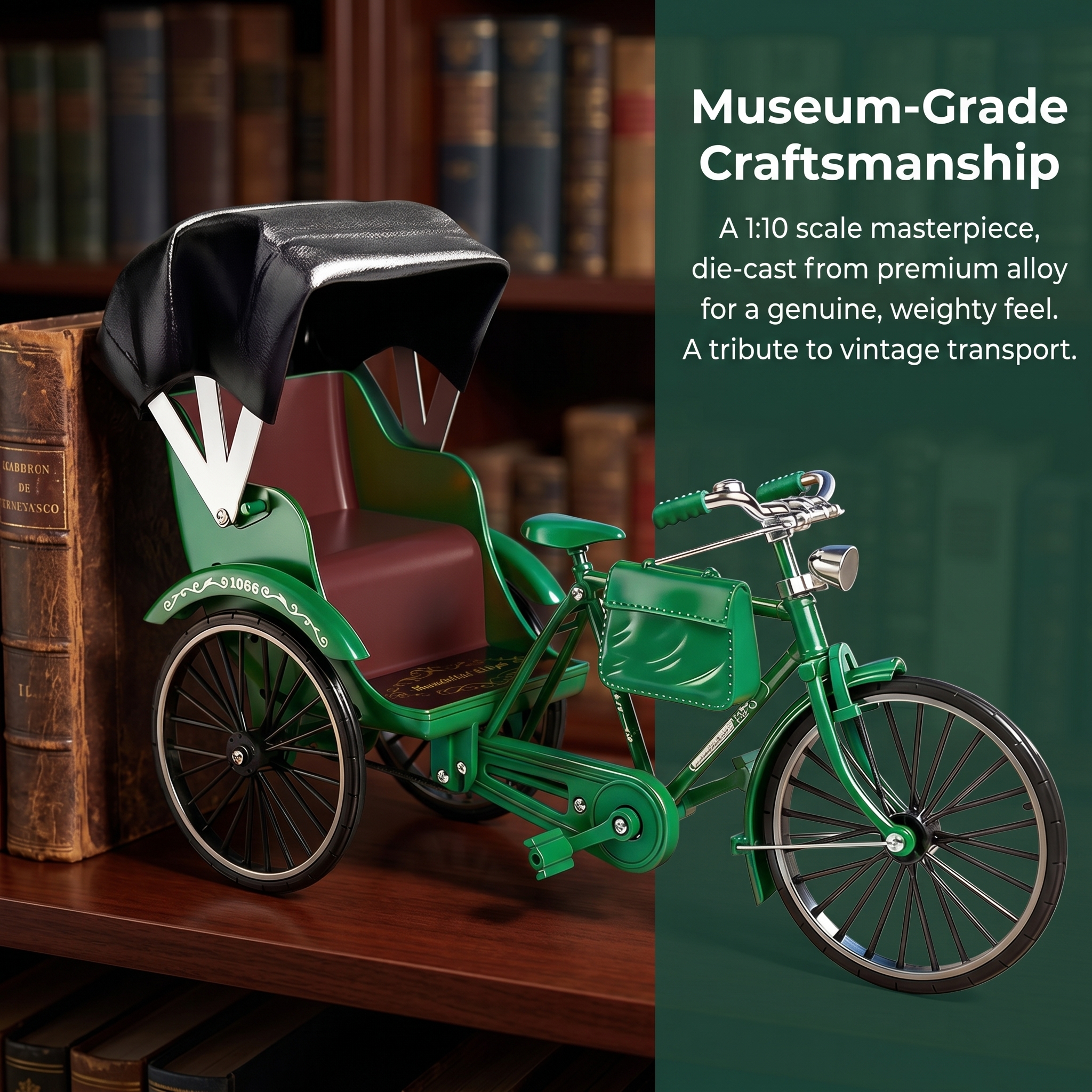 Model Kit Store - 80PCS 10 Scale Human-Powered Rickshaw Alloy