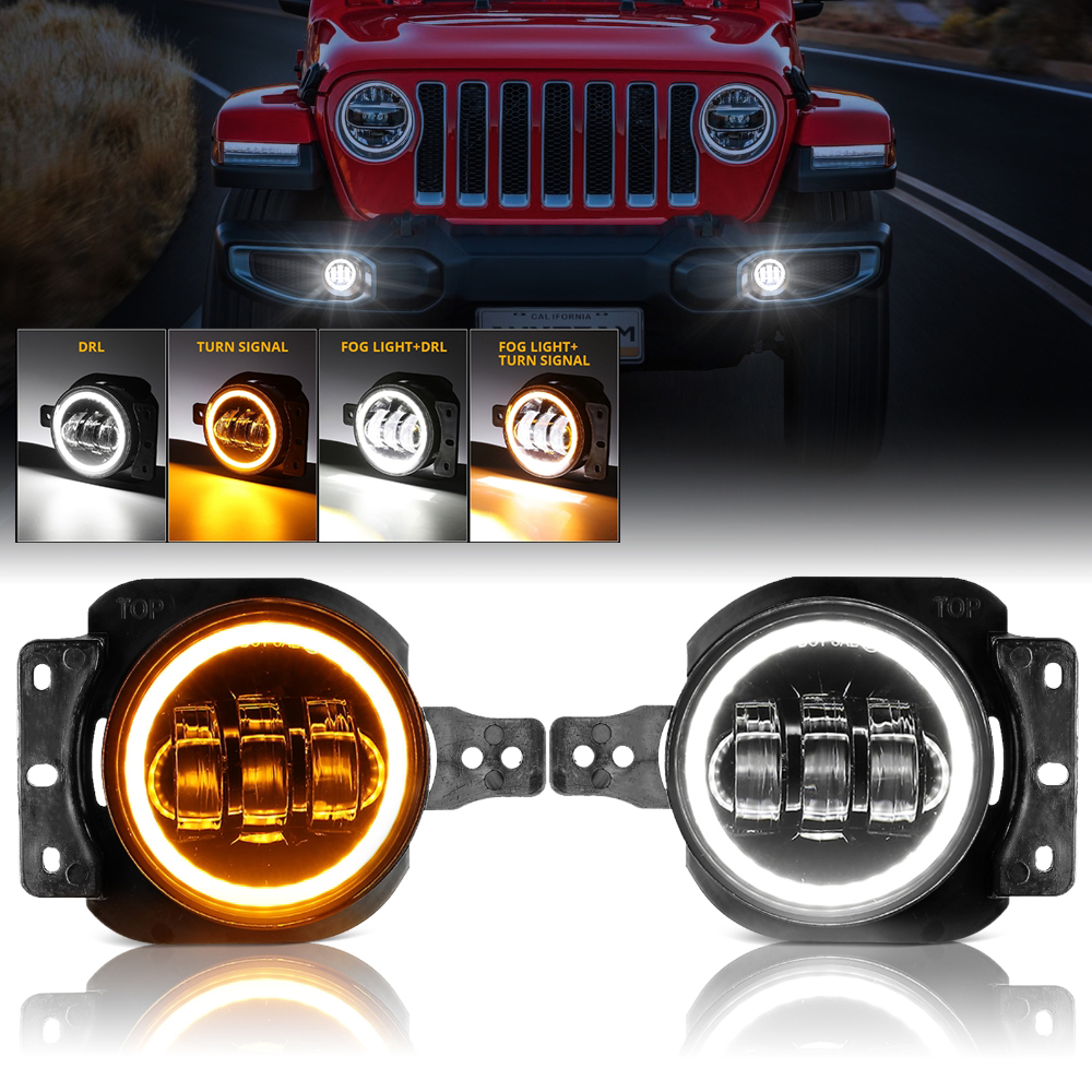 60W LED Front Fog Lights DRL w - Model Kit Jeep บทวิจารณ์และราคา