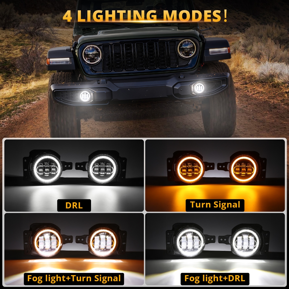 60W LED Front Fog Lights DRL w - Model Kit Jeep บทวิจารณ์และราคา