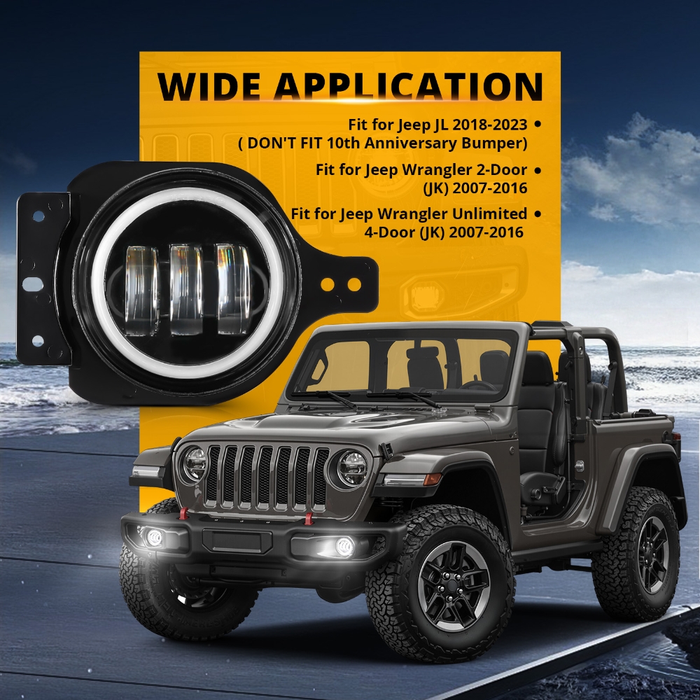 60W LED Front Fog Lights DRL w - Model Kit Jeep บทวิจารณ์และราคา