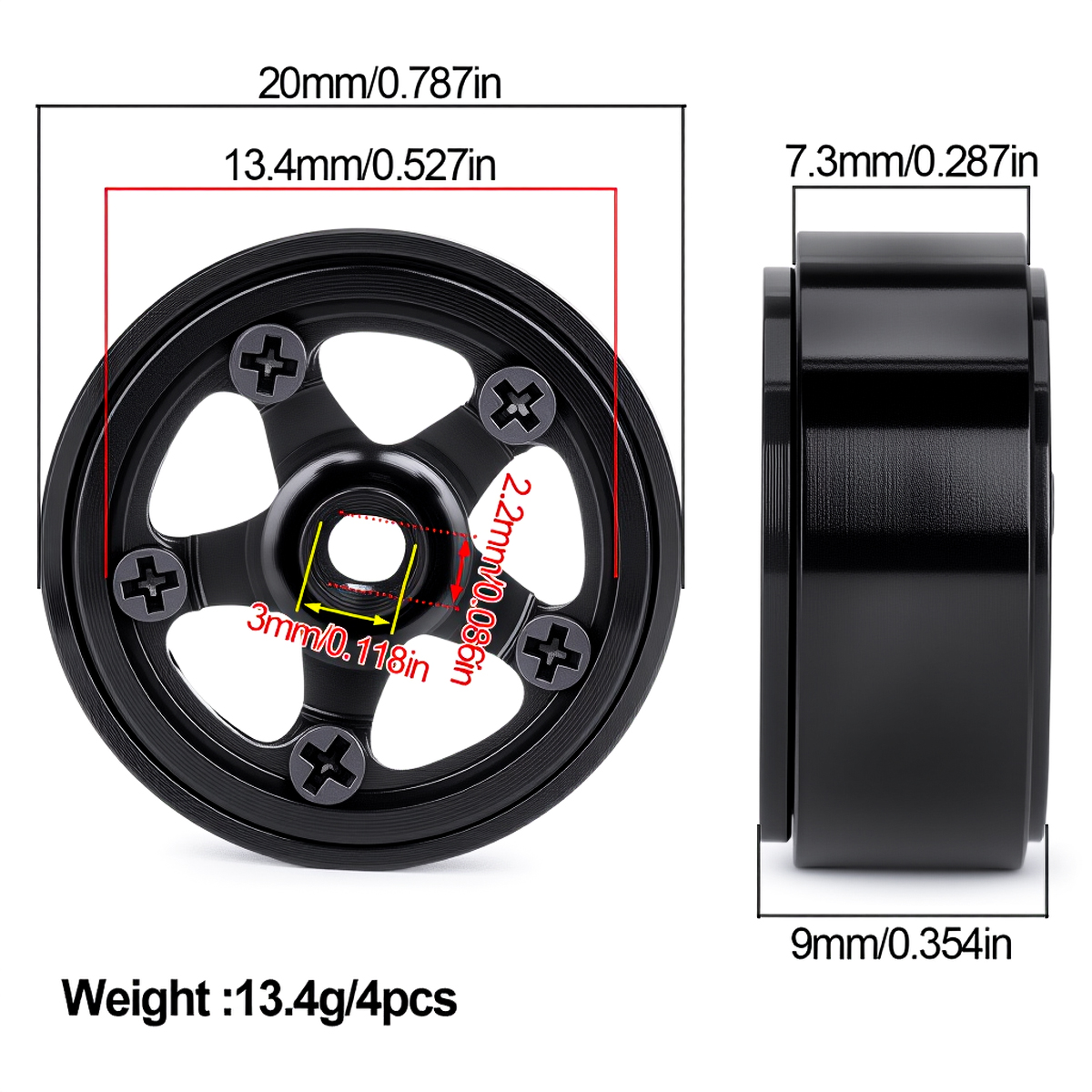 0.7'' Aluminum 5-Spokes Beadlo - Model Kit Jeep บทวิจารณ์และราคา